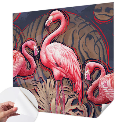 Autocolante de parede fotográfico flamingos cor-de-rosa