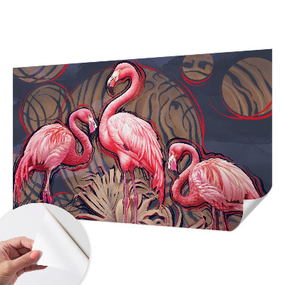 Autocolante de parede fotográfico flamingos cor-de-rosa