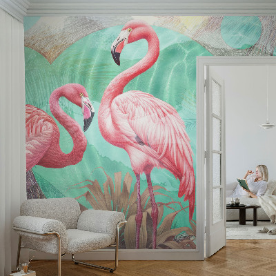 Papel de parede autocolante para quarto com estampa de pássaros exóticos