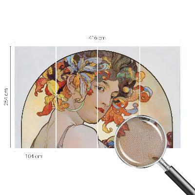 Papel de parede autocolante com padrão Art Nouveau colorido