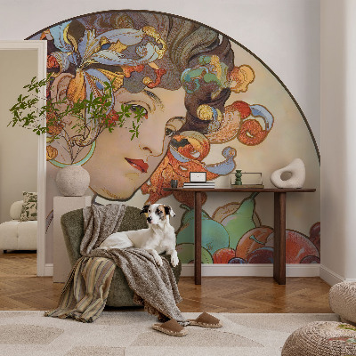 Papel de parede autocolante com padrão Art Nouveau colorido