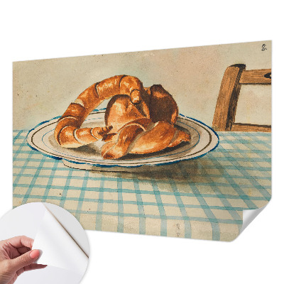 Papel de parede autocolante para sala com estampa inspirada em produtos de panificação para uso na cozinha