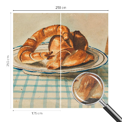 Papel de parede autocolante para sala com estampa inspirada em produtos de panificação para uso na cozinha
