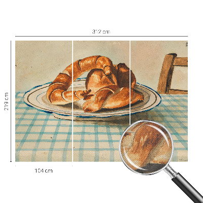 Papel de parede autocolante para sala com estampa inspirada em produtos de panificação para uso na cozinha