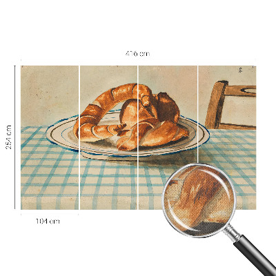 Papel de parede autocolante para sala com estampa inspirada em produtos de panificação para uso na cozinha