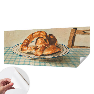 Papel de parede autocolante para sala com estampa inspirada em produtos de panificação para uso na cozinha
