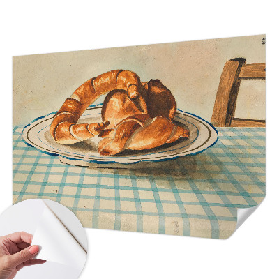 Papel de parede autocolante para sala com estampa inspirada em produtos de panificação para uso na cozinha