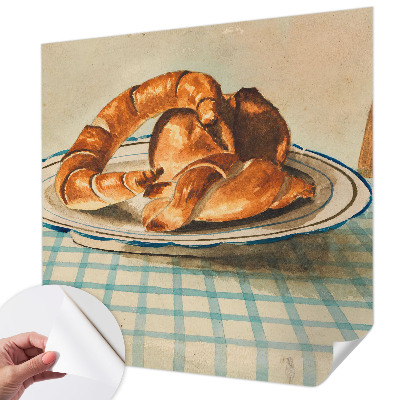 Papel de parede autocolante para sala com estampa inspirada em produtos de panificação para uso na cozinha