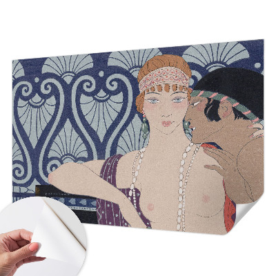 Papel de parede para criança com estampa de casal com traço artístico