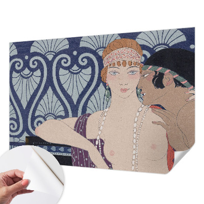 Papel de parede para criança com estampa de casal com traço artístico