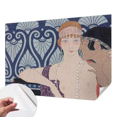 Papel de parede para criança com estampa de casal com traço artístico