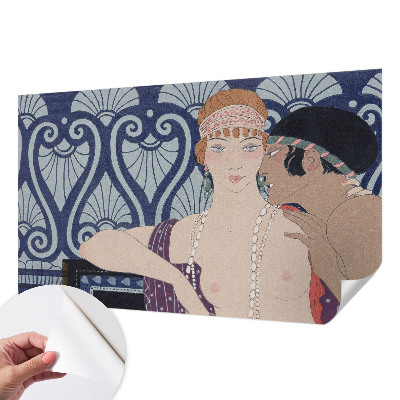 Papel de parede para criança com estampa de casal com traço artístico