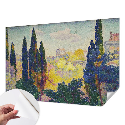 Papel de parede autocolante para sala com paisagens impressionistas