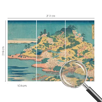 Papel de parede autocolante para sala com paisagem japonesa