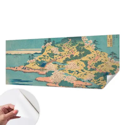 Papel de parede autocolante para sala com paisagem japonesa