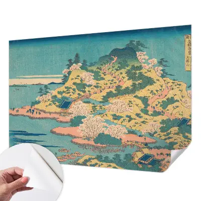 Papel de parede autocolante para sala com paisagem japonesa