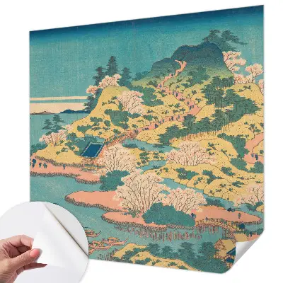 Papel de parede autocolante para sala com paisagem japonesa