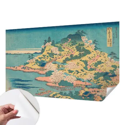 Papel de parede autocolante para sala com paisagem japonesa