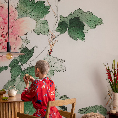 Papel de parede autocolante com padrão floral discreto
