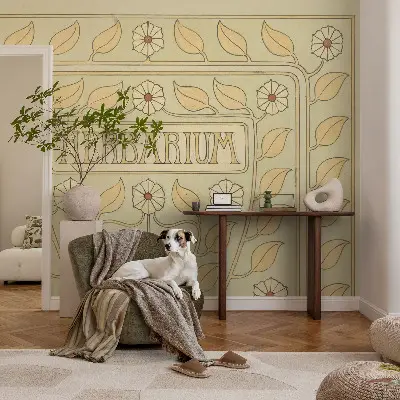 Papel de parede 3D com ornamento de planta