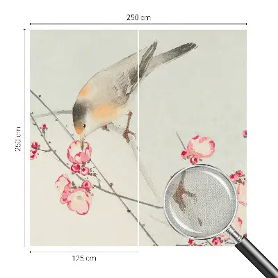 Papel de parede infantil com estampa de pássaros floridos