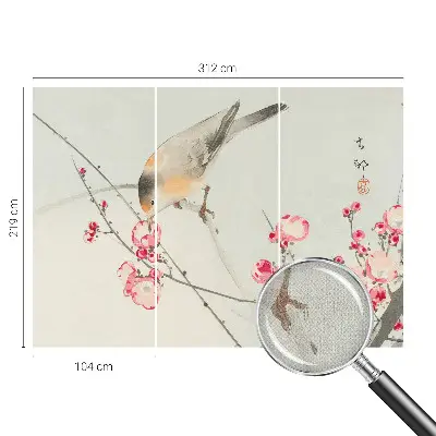 Papel de parede infantil com estampa de pássaros floridos