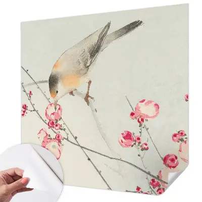Papel de parede infantil com estampa de pássaros floridos