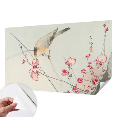 Papel de parede infantil com estampa de pássaros floridos