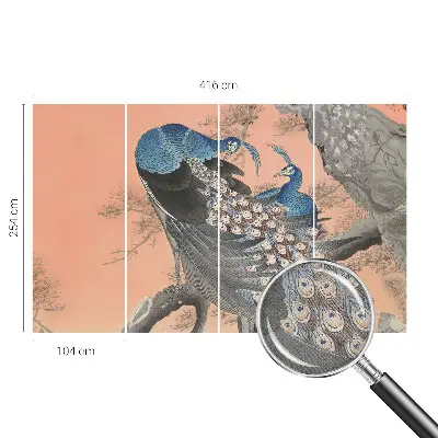 Papel de parede autocolante para quarto com padrão de pavão em estilo elegante