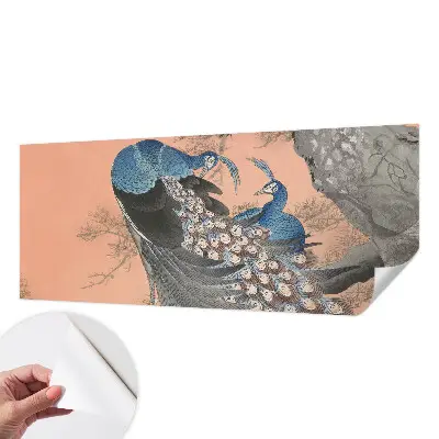 Papel de parede autocolante para quarto com padrão de pavão em estilo elegante