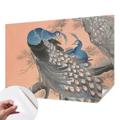 Papel de parede autocolante para quarto com padrão de pavão em estilo elegante