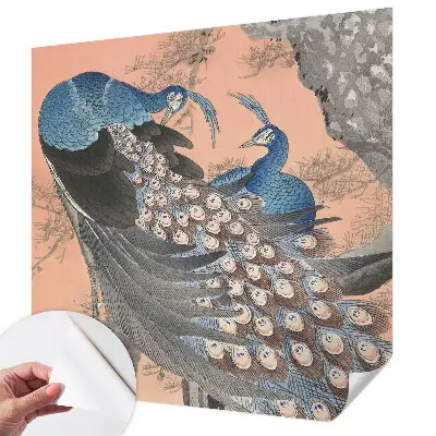 Papel de parede autocolante para quarto com padrão de pavão em estilo elegante