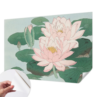 Papel de parede autocolante para sala com padrão lótus aquático