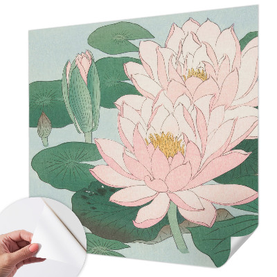 Papel de parede autocolante para sala com padrão lótus aquático
