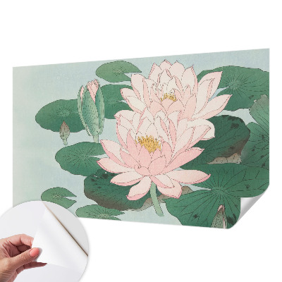 Papel de parede autocolante para sala com padrão lótus aquático