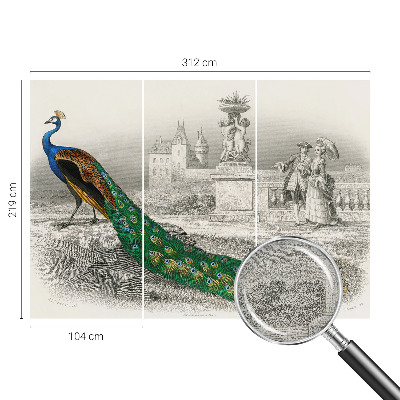 Autocolante de parede fotográfico com estampado de penas coloridas