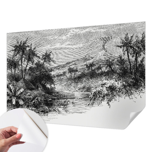 Papel de parede 3D com estampa panorama exótico