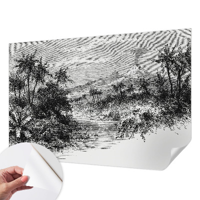 Papel de parede 3D com estampa panorama exótico