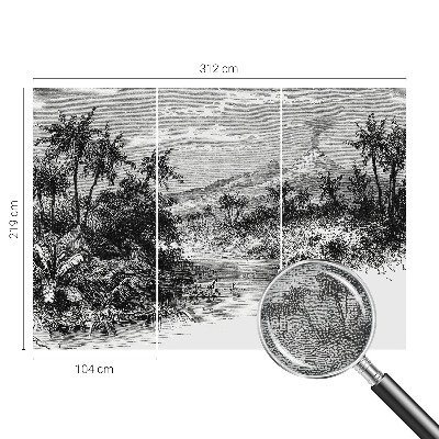 Papel de parede 3D com estampa panorama exótico
