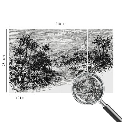 Papel de parede 3D com estampa panorama exótico