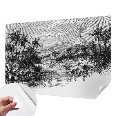 Papel de parede 3D com estampa panorama exótico