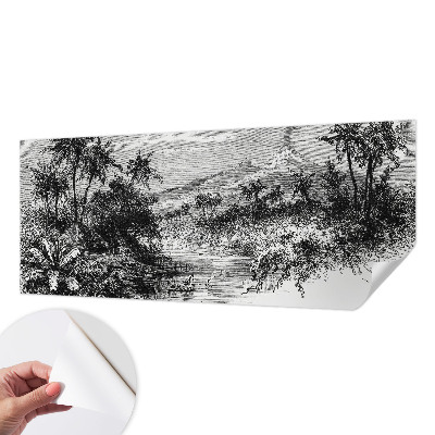 Papel de parede 3D com estampa panorama exótico