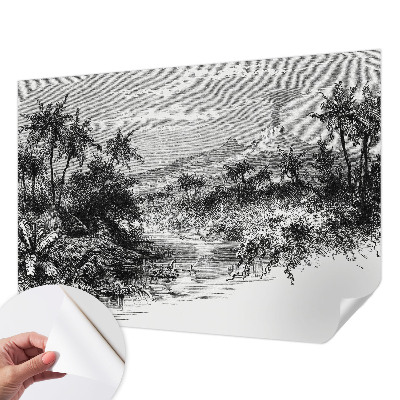 Papel de parede 3D com estampa panorama exótico