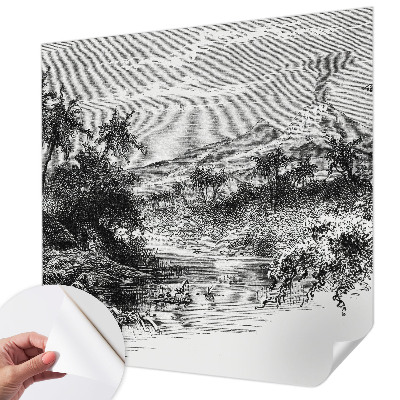 Papel de parede 3D com estampa panorama exótico