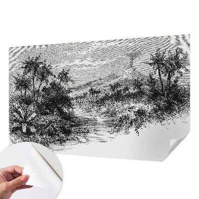 Papel de parede 3D com estampa panorama exótico