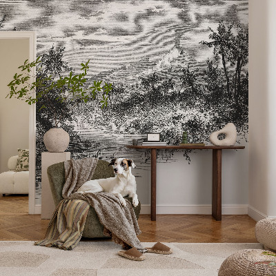 Papel de parede 3D com estampa panorama exótico