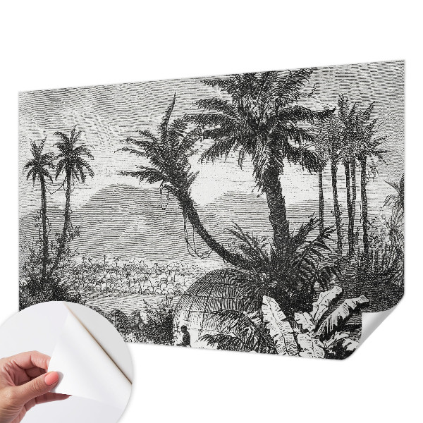 Papel de parede para criança com estampa de oásis tropical