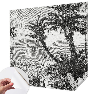 Papel de parede para criança com estampa de oásis tropical