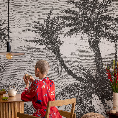 Papel de parede para criança com estampa de oásis tropical