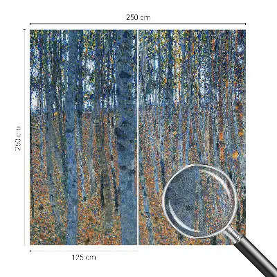 Autocolante de parede fotográfico com imagem de uma floresta de bétulas